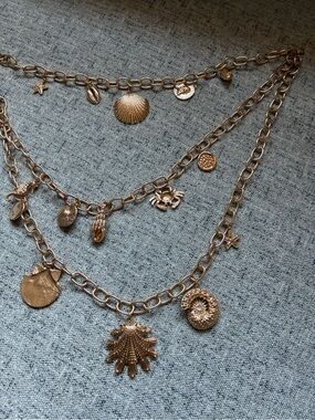 River Island Gold-Tone Layered Sea Charm Necklace